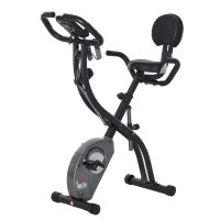 HOMCOM Bicicletă Pliabilă cu Spătar, Spin Bike cu Benzi Elastice, Ecran LCD, Antrenament Acasă, Gri, 107x53x107cm | Aosom Romania