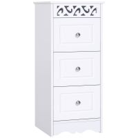 HOMCOM Comodă Baie Elegantă Lemn cu 3 Sertare Design Compact 29.8x29.8x68.5cm Alb | Aosom Romania