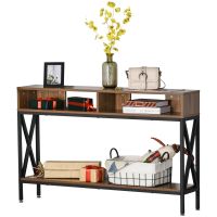 HOMCOM Consolă Stil Industrial cu 3 Etajere, Design Compact și Funcțional, 120x23.5x75 cm | Aosom Romania