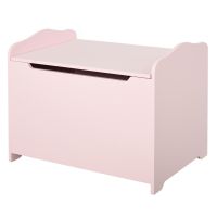 HOMCOM Cutie Jucării pentru Copii, Bancă Depozitare cu Capac Pneumatic, Lemn, 60x40x48cm, Roz | Aosom Romania