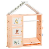 HOMCOM Dulap Multifuncțional pentru Camera Copiilor, Organizator Jucării cu Containere și Cuier, PE Portocaliu, 128x34x155cm | Aosom Romania