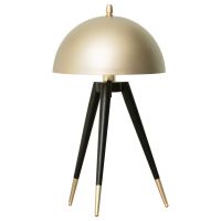 Homcom Lampă de Masă și Noptieră cu Trepied, Abajur Tip Cupolă, Suport E27, Design Modern, Negru și Auriu, pentru Birou | Aosom Romania
