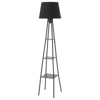 HOMCOM Lampă de Podea cu Rafturi și Întrerupător cu Pedală, Dulie E27, Design Modern, 35x35x173 cm, Negru | Aosom Romania