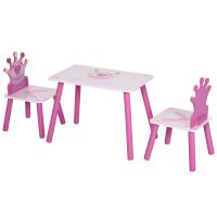 Masuta copii cu 2 scaune pentru copii 3-8 ani, lemn de pin, MDF, roz HOMCOM | Aosom RO