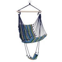 Outsunny Hamac Scaun cu Acoperiș și Taburet din Lemn, Design Modern, Galben și Albastru | Aosom Romania