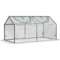 Outsunny Mini Sera de Gradina sera pentru plante cu 2 Ferestre Rulou si Copertina PVC Anti-UV, Transparenta | AOSOM RO