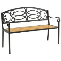 Bancă de Grădină Outsunny pentru 2 Persoane, Design Clasic din Metal și Lemn, Rezistentă la Intemperii, 127x52x88cm | Aosom Romania