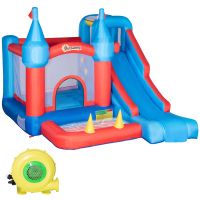 Castel pentru Copii 4 in 1 Outsunny cu Geanta de transport pompa 450 W 3,3x2,8x2,1m | Aosom RO