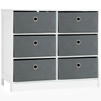 Dulap Textil HOMCOM cu 6 Sertare, Organizator pentru Haine, Design Compact, Alb și Gri, 72x35x62 cm | Aosom Romania