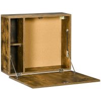HOMCOM Birou Suspendat Pliabil cu Rafturi, Design Rustic pentru Spații Mici, Maro Rustic | Aosom Romania