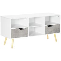 HOMCOM Dulap TV Modern cu Sertare și Rafturi pentru TV de până la 50" 117x39x56.7cm Alb și Gri | Aosom Romania