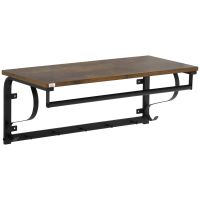 HOMCOM Raft Montat pe Perete, Spațiu de Depozitare, Oțel/PAL, 66x30x27cm, Maro și Negru | Aosom Romania