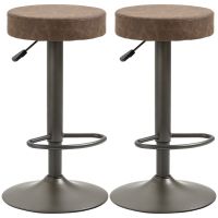 HOMCOM Set 2 Scaune de Bar, Scaune de Bucătărie Pivotante, Înălțime Reglabilă, 35x36x64-85 cm, Maro