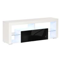 HOMCOM Suport TV cu LED-uri Multicolore și Telecomandă, pentru Televizoare până la 55", Dulapior cu Sertare din Lemn Alb Lucios | Aosom Romania