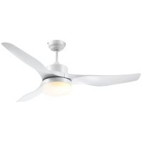 HOMCOM Ventilator de Tavan cu Lumini LED, 3 Moduri de Iluminare, Design Modern, Φ132x40 cm, Alb | Aosom Romania