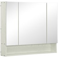 Kleankin Dulap cu Oglindă pentru Baie, Raft Reglabil, MDF și Sticlă, 90x15x75cm, Design Spațios, Alb | Aosom Romania