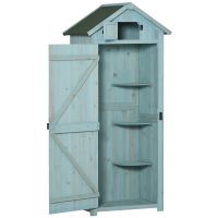 Magazie de Gradina Outsunny, din Lemn Impermeabila, 77x54,2x179cm, Albastru | Aosom RO