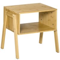 Noptiera Multifunctionala din Bambus HOMCOM, Design Deschis, Natural 43x32.5x42cm | AOSOM RO