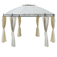 Outsunny Foișor de Grădină Rotund cu Acoperiș Dublu, Oțel și Poliester, Φ350x275 cm, Alb | Aosom Romania