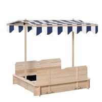 Outsunny Nisipar Copii din Lemn cu Acoperiș Parasolar, Bancă Integrată și Capac, Design Ergonomic | Aosom Romania