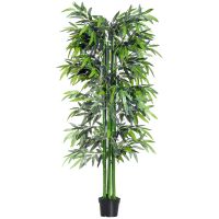 OutSunny Plantă de Bambus Artificial în Ghiveci, Plantă Decorativă pentru Casă, Birou, Interior și Exterior, Ф2.5x180 cm, Verde | Aosom Romania