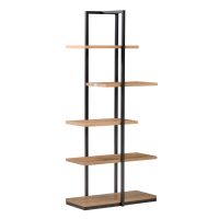 Biblioteca Moderna 5 Rafturi Asimetrice in Stil Industrial, PAL si Metal, 80x39x179.5cm, Maro HOMCOM | Aosom RO