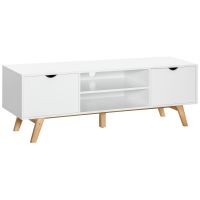 Comoda TV max 65" din PAL si MDF alb cu 2 dulapuri laterale 2 rafturi centrale deschise, 150x39x50cm HOMCOM | Aosom RO