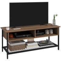 Dulap SuportTV pana la 48" in Stil Industrial, Mobiler Jos cu Rafturi din Lemn si Otel, 110x40x48cm, Maro si Negru HOMCOM | Aosom RO