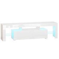 Dulap TV pana la 65", Design Elegant cu Lumini LED de 16 Culori RGB, Dulap cu Usa pentru TV, MDF si Sticla, 160x35x45cm HOMCOM | Aosom RO
