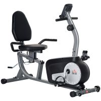 HOMCOM Bicicleta de exercitii inclinata orizontala cu 8 nivele de rezistenta, monitor LCD si scaun reglabil, otel si ABS, 122-137x62x103cm | AOSOM RO