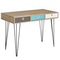HOMCOM Birou Stil Nordic cu 3 Sertare, Design Minimalist și Funcțional pentru Acasă sau Birou, Alb, 110x50x77.5cm | Aosom Romania