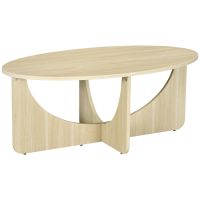 HOMCOM Măsuță Laterală pentru Canapea, Design Oval pentru Camera de Zi, Masă de Cafea Stil Casă de Vacanță, Stejar | Aosom Romania