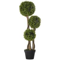HOMCOM Plante Artificiale Decorative Buxus, Planță Sferică în Ghiveci, Plante Artificiale pentru Decor de Interior și Exterior, 90cm
