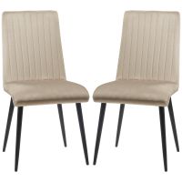 HOMCOM Set 2 Scaune de Bucătărie pentru Masa de Dining, Catifea Maro Deschis, Design Modern și Confortabil | Aosom Romania
