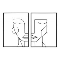 Mauro Ferretti Panou De Perete Din Fier Tribal Simplu Set 2Pcs Cm 60X1X80