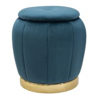 Mauro Ferretti Puff/Spatiu Depozitare Paris Teal/Auriu Cm Ø 43X43