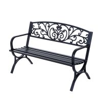 Banca pentru gradina Outsunny din fonta prelucrata, Negru, 127x60x85cm | AOSOM RO