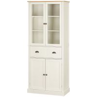 Bufet Independent HOMCOM pentru Bucatarie, Dulap Depozitare 5 Nivele cu Rafturi Sertar, Design Modern, Alb-Crem | Aosom Romania