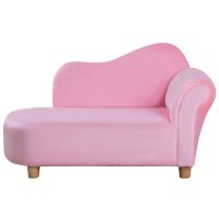 Canapea Căptușită pentru copii HOMCOM, fotoliu pentru copii cu acoperire moale si picioare din lemn, vârsta 3-5 ani 80x40x49cm roz HOMCOM | Aosom RO