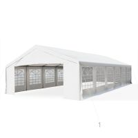 Cort Outsunny pentru Evenimente în Grădină cu Pereți Detașabili, Structură din Oțel și Polipropilenă, Spațios 1200x600x320cm, Alb | Aosom Romania