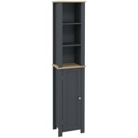 Dulap de Depozitare Inalt pentru Baie, Organizator de Baie cu Dulap cu Usa si 3 Rafturi, pentru Lenjerie, 34x23x165cm Gri kleankin | Aosom RO