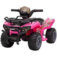 HOMCOM ATV Eletric pentru Copii 18-36 Luni cu Baterie Reincarcabila 6V, Mini ATV pentru Copii din Metal si PP, 70x42x45 cm, Roz