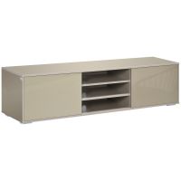 HOMCOM Comodă TV Gri pentru Televizoare până la 177cm, MDF, cu 3 Rafturi Deschise și 2 Dulapuri, 160x39x41.2 cm | Aosom Romania