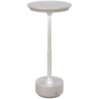 HOMCOM Lampă de masă Touch LED, Lampă de Noptieră Fără Fir cu Baterie Reîncărcabilă, 3 Tonuri de Lumină, Ø13x28,5 cm, Argintiu