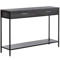 HOMCOM Masă Consolă pentru Intrare, Stil Industrial, din Lemn și Oțel, cu Sertare și Raft, 120x30x81.5cm, Gri | Aosom Romania