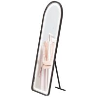HOMCOM Oglinda mare arcuita LED montare perete sau sprijinire 152x50cm | Aosom Romania