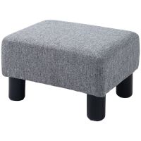 HOMCOM Otoman Stofă, Scaun Dreptunghiular Mic, Căptușit, pentru Living, 40x30x24cm, Gri | Aosom Romania