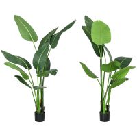 HOMCOM Palmierul Calatorilor Artificial de 5 metri Cu Ghiveci, Planta Artificiala, Pentru Decorarea Camerei De Zi, Biroului De Acasa