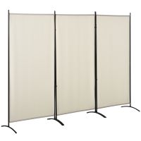 HOMCOM Paravan Decorativ Interior, 3 Panouri, Metal și Poliester, 253x50x182cm, Bej | Aosom Romania