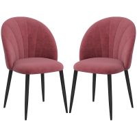 Homcom Set 2 Scaune de Sufragerie din Catifea, Capitonate, Elegante pentru Salon, 52x54x79 cm, Roșu | Aosom Romania